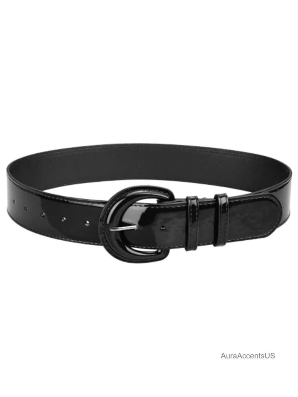 Women's Wide Faux Leather Patent Belt Vintage Buckle Waist Belt for Dresses